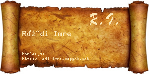 Rádi Imre névjegykártya